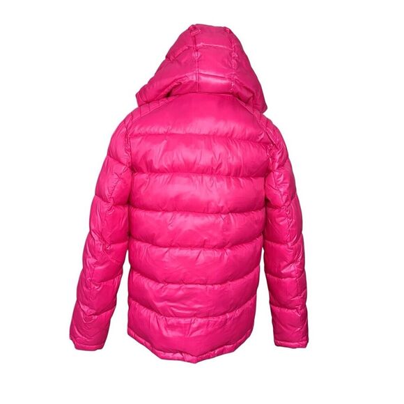 Guess 119RN716 Mens Midweight Hooded Puffer Coat Pink SMALL Winter Zipper Pocket - Picture 5 of 12